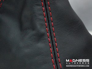 FIAT 500 Gear Shift Boot - Black Italy - Black Leather w/ Red Stitching